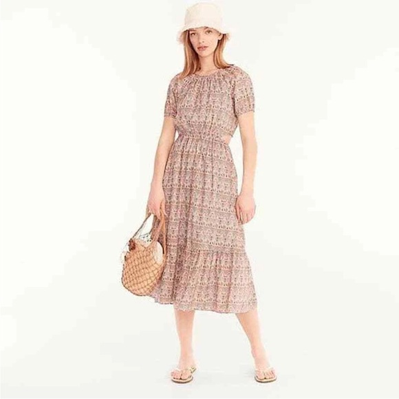 J. Crew Dresses & Skirts - J.Crew Women's Liberty Giorgia Duke Print Side Cut Out Organic Cotton Dress